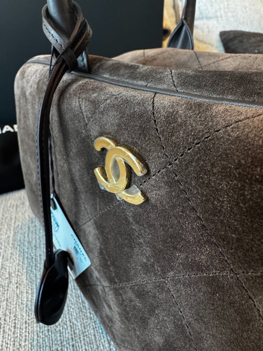 Authentic Chanel Large Perfect Bowling Bag in Brown 26B - Picture 4 of 11